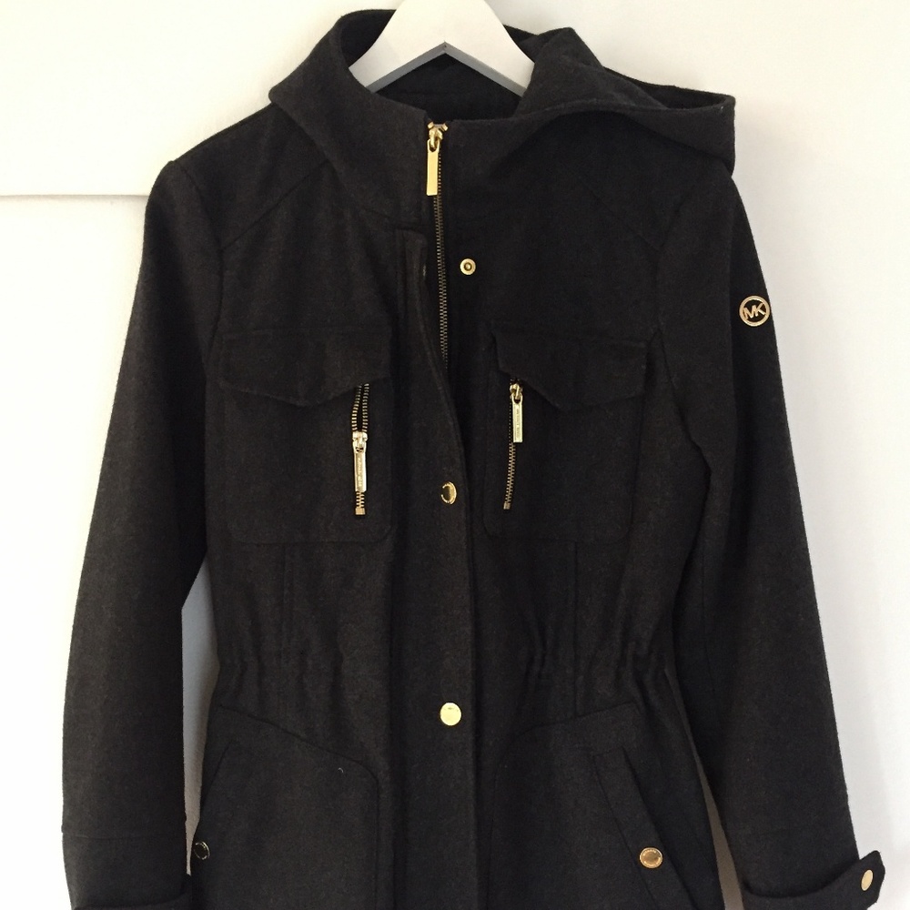 Dark grey wool blend Michael Kors winter coat!
